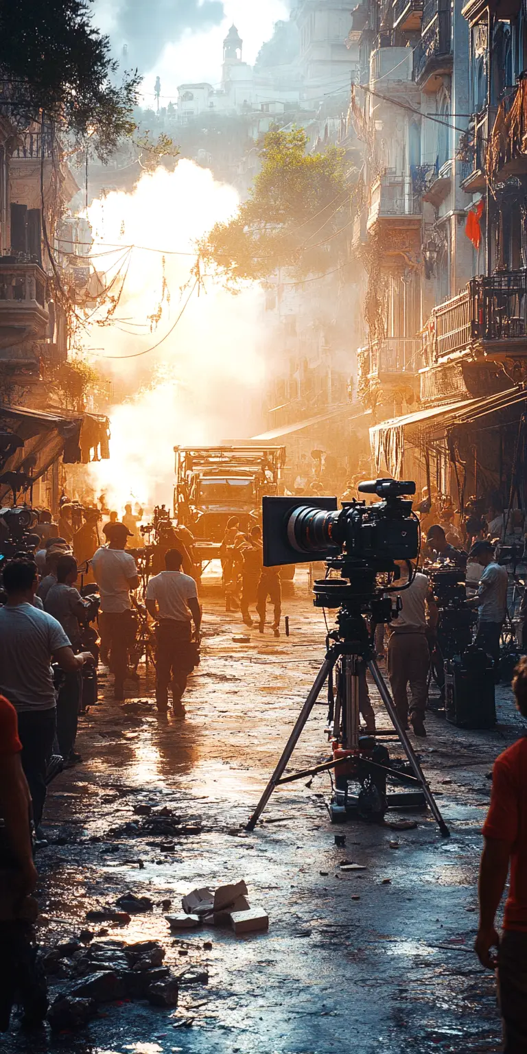 rodaje escena de acción de guion de cine adpatado